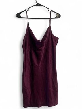 Victorias Secret Slip Satin Cowl Neck mini Dress in Deep Plum